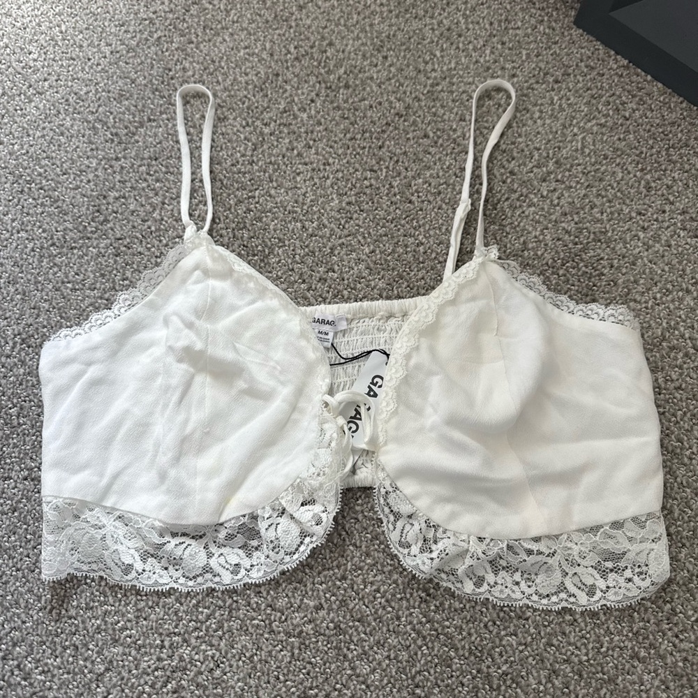 White Lace-Trim Mini top